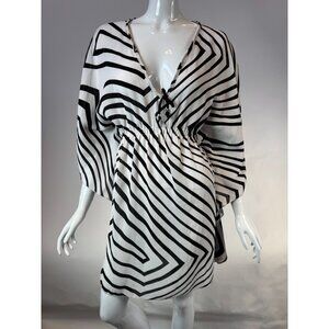 Black & White Geometric Print Kaftan Dress